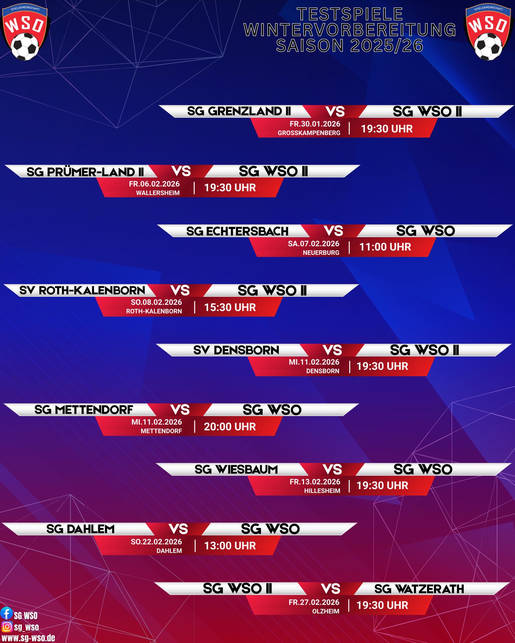 Vorschau Testspiele Winter 2526